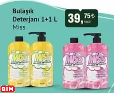 MİSS BULAŞIK DETERJANI 1+1 L